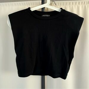 Zara Black Boxy Muscle Tee Crop